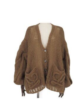 Loewe Anagram Cardigan Brown Mohair Polyamide Wool